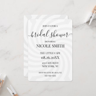 Personalised Grey Swirls Calligraphy Bridal Shower Invitation