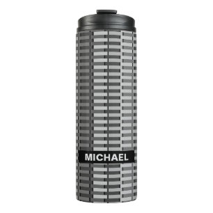 Personalised Grey Trendy Abstract Stripe Pattern Thermal Tumbler