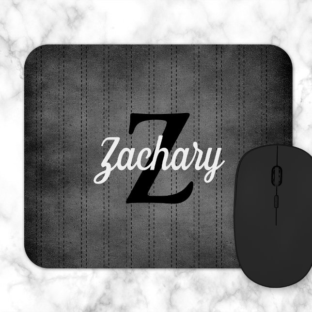 Personalised Grey Vintage Pinstripe Retro Monogram Mouse Mat (Creator Uploaded)