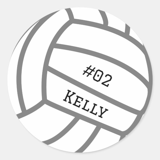 Personalised Grey Volleyball Stickers (Front)
