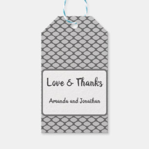 Personalised Grey White Fishnet Wedding Thank You Gift Tags