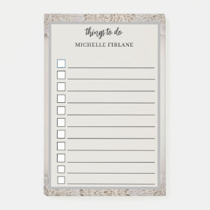 Personalised Grey & White Floral Design Post-it Notes