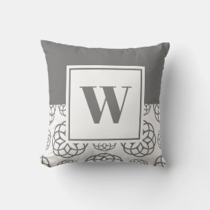 Personalised Grey White Pattern Monogrammed Cushion