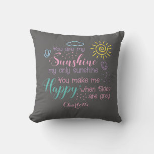 Personalised Grey You Are My Sunshine    Cushion