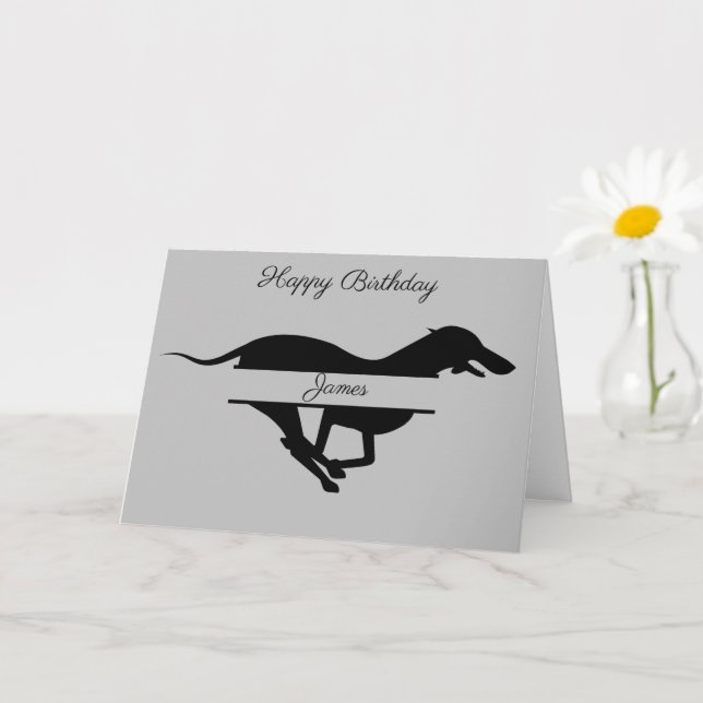 Personalised Greyhound dog Birthday greeting card (Small Plant)