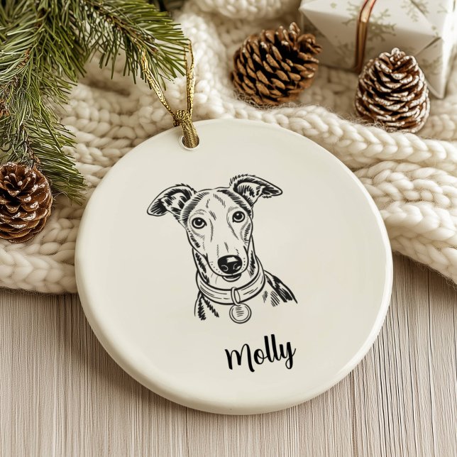 Personalised Greyhound Dog Christmas Ceramic Tree Decoration (Creator Uploaded)