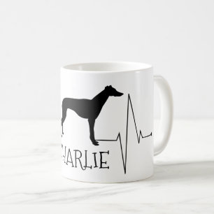 Personalised Greyhound Whippet Love Dog Heart Beat Coffee Mug