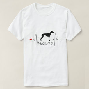 Personalised Greyhound Whippet Love Dog Heart Beat T-Shirt