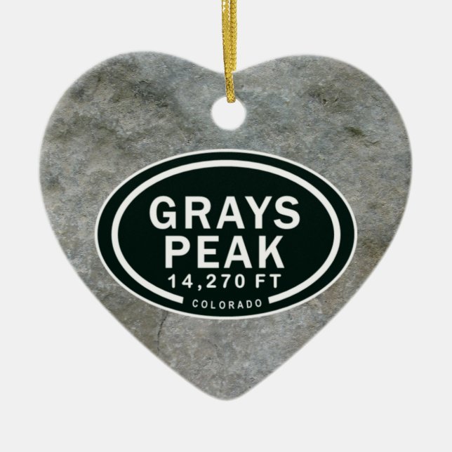Personalised Greys Peak CO Mountain Heart Ornament (Front)