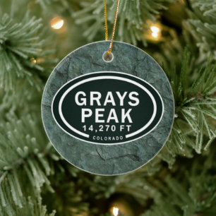 Personalised Greys Peak Colorado Rocky Mountain Ceramic Tree Decoration
