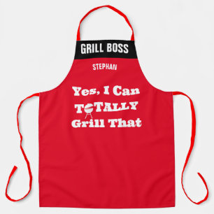 Personalised Grill Chef Aprons, Cool Red Chef Apron
