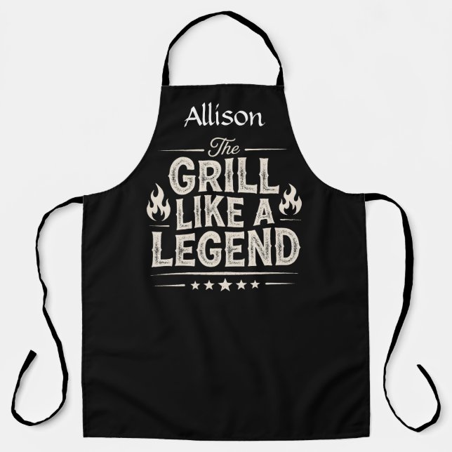 Personalised Grill Like a Legend BBQ Apron (Front)