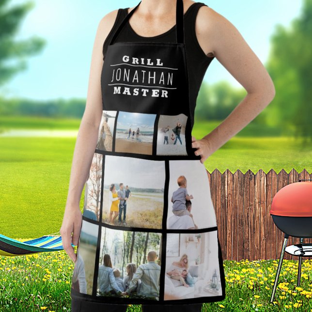 Personalised Grill Master Name Photo Collage Apron (Creator Uploaded)