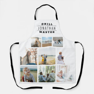 Personalised Grill Master Name Photo Collage Apron