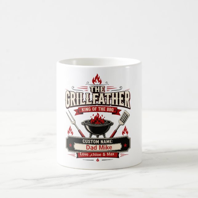Personalised Grillfather BBQ Dad name Gift Coffee Mug (Center)