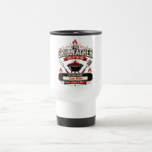 Personalised Grillfather BBQ Dad name Gift Travel Mug