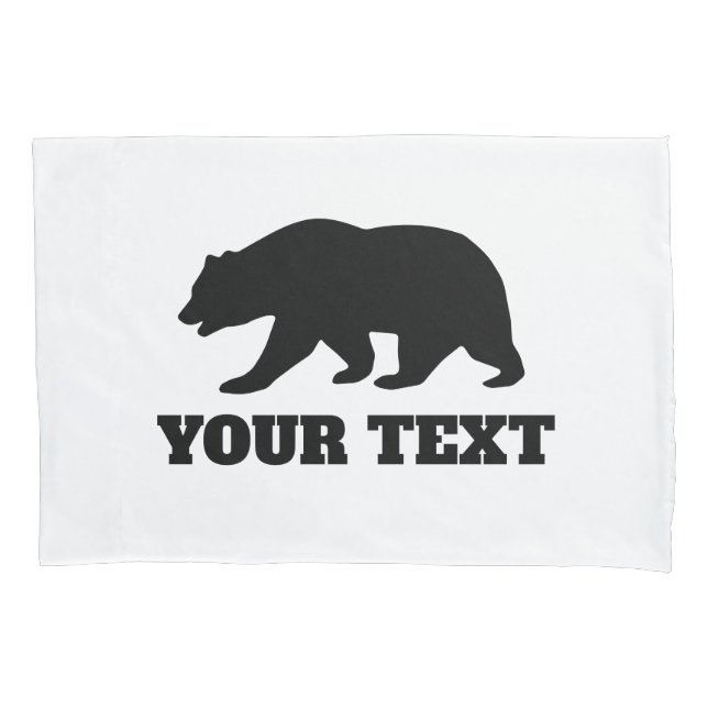 Personalised grizzly bear silhouette pillow case  (Front)
