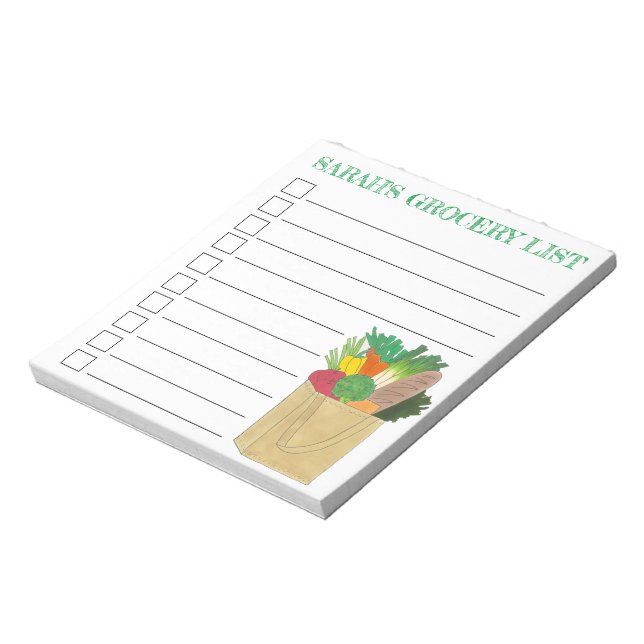 Personalised Grocery Food Shopping List Groceries Notepad (Rotated)