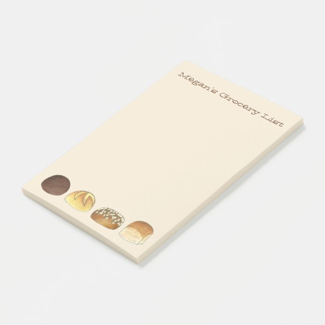 Personalised Grocery List Baker Dinner Rolls Post-it Notes (Angled)