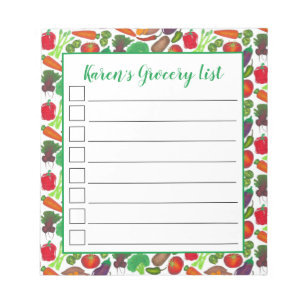 Personalised Grocery List Garden Vegetables Notepad