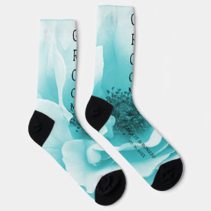Personalised GROOM Abstract Blue & White Florals Socks