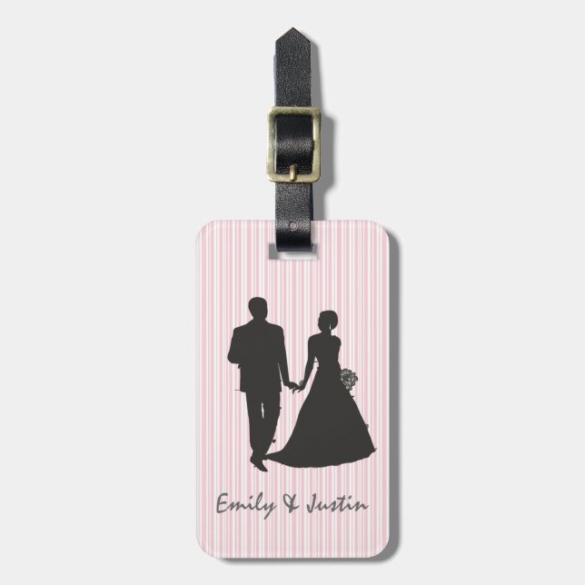 Personalised Groom and Bride Luggage Tag (Front Vertical)