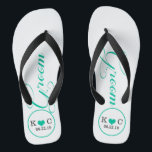 Personalised Groom (aqua) Flip Flops<br><div class="desc">Fun,  custom wedding flip flops</div>