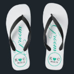 Personalised Groom (aqua) Flip Flops<br><div class="desc">Fun,  custom wedding flip flops</div>