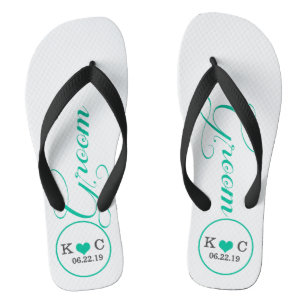 Personalised Groom (aqua) Flip Flops