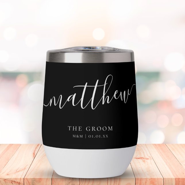 Personalised Groom Elegant Black White Calligraphy (Creator Uploaded)