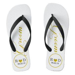 Personalised Groom (gold) Flip Flops