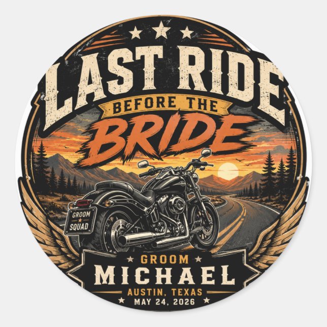 Personalised Groom Motorcycle Sticker (Front)