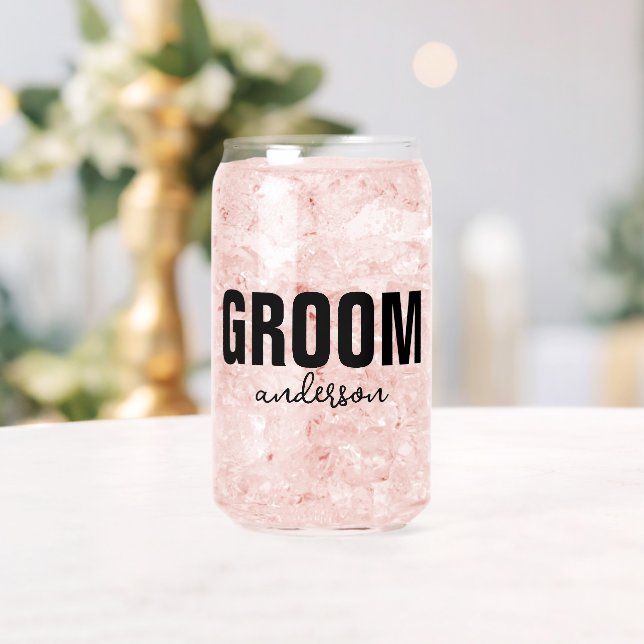Personalised Groom Name Can Glass (Insitu (Wedding))