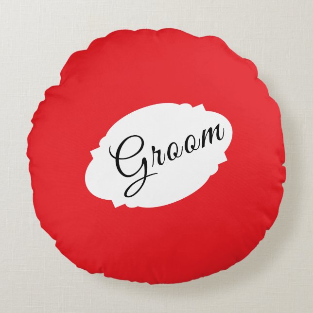 Personalised Groom Round Pillow – Modern Decor (Front)