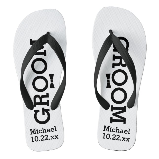 Personalised Groom Wedding - Custom Colours Flip Flops (Footbed)