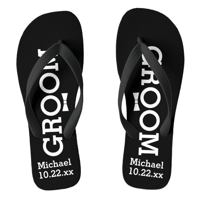 Personalised Groom Wedding - Pick Your Colour Flip Flops (Footbed)