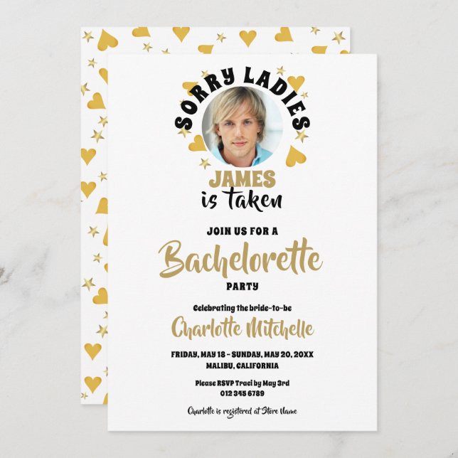 Personalised Grooms Face Photo Bachelorette Party Invitation (Front/Back)