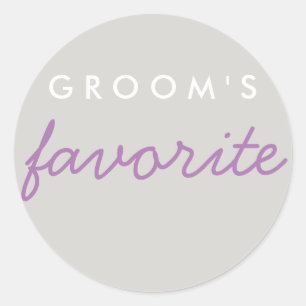 Personalised Groom's Favourite Lavender Purple Gre Classic Round Sticker