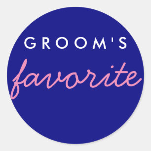Personalised Groom's Favourite Navy Pink Classic Round Sticker