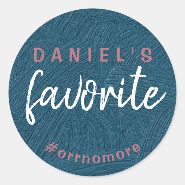 Personalised Groom's Favourite Rose Gold Blue Favo Classic Round Sticker (Front)