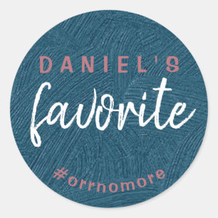 Personalised Groom's Favourite Rose Gold Blue Favo Classic Round Sticker
