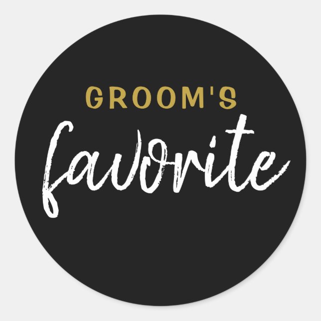 Personalised Groom's Favourite Sticker Black Gold (Front)