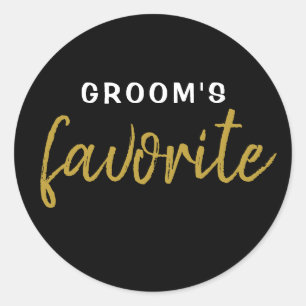 Personalised Groom's Favourite Sticker Black Gold