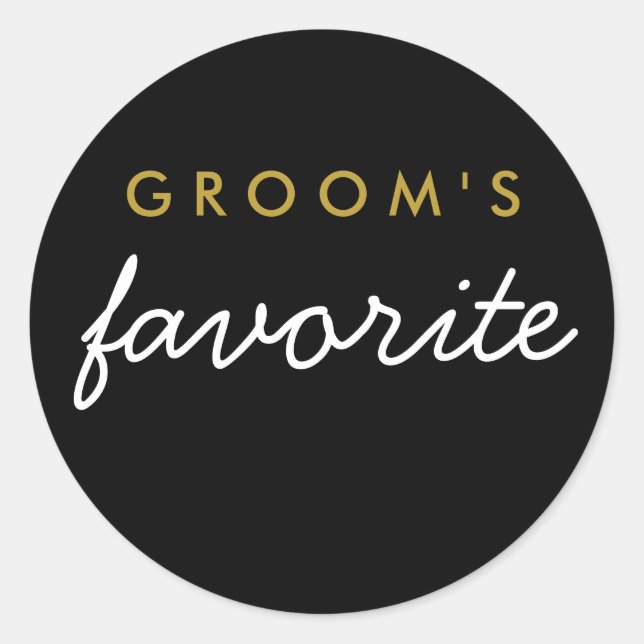 Personalised Groom's Favourite Sticker Black Gold (Front)