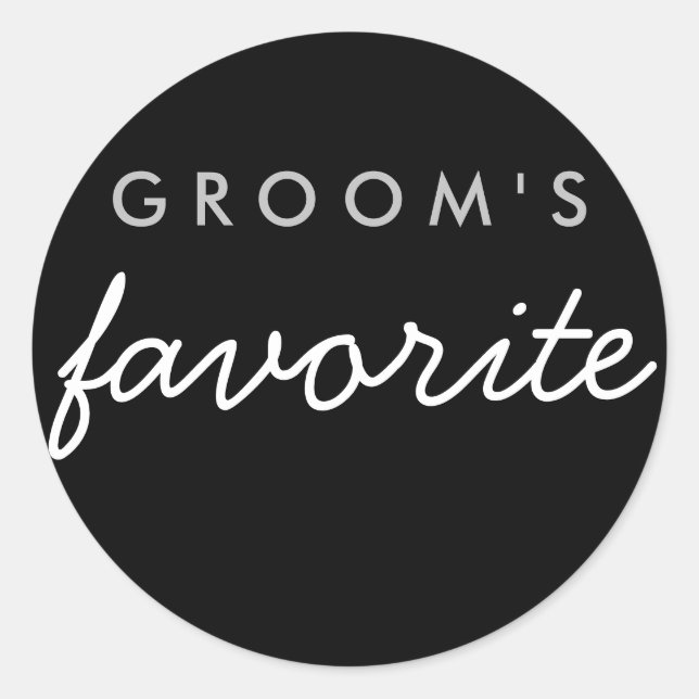 Personalised Groom's Favourite Sticker Black Silve (Front)