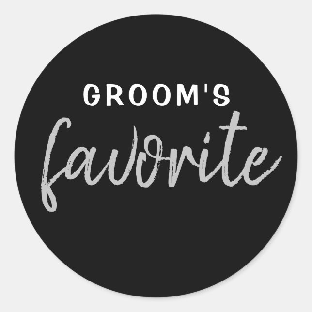Personalised Groom's Favourite Sticker Black Silve (Front)