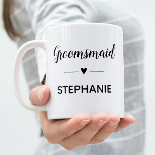 Personalised Groomsmaid Black Script Wedding Coffee Mug