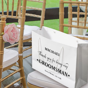 Personalised Groomsman Black and White Thank You Large Gift Bag