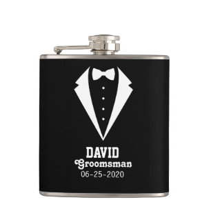 Personalised Groomsman Gift Black Hip Flask