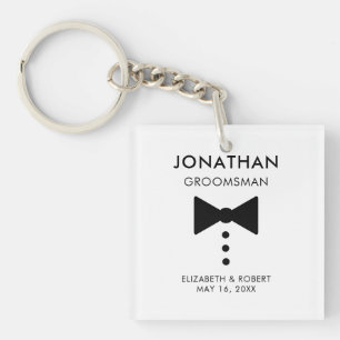 Personalised Groomsman Gift Modern Tuxedo Wedding  Key Ring